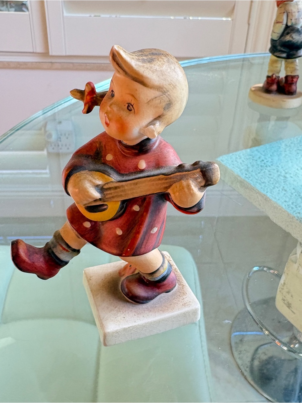 Hummel Red and Cream Boy with Guitar Figurine
